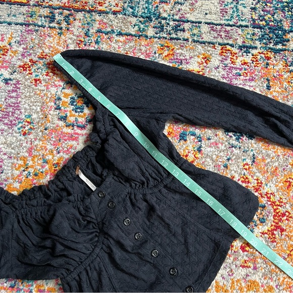 Free People Ladybug Long Sleeve Top Black Ruched Ruffle Detail Sweetheart Large - Picture 14 of 14